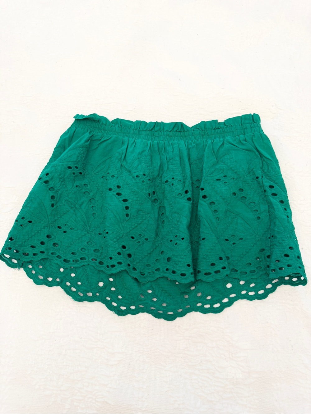 EYELET STRAPLESS TOP - EMERALD GREEN